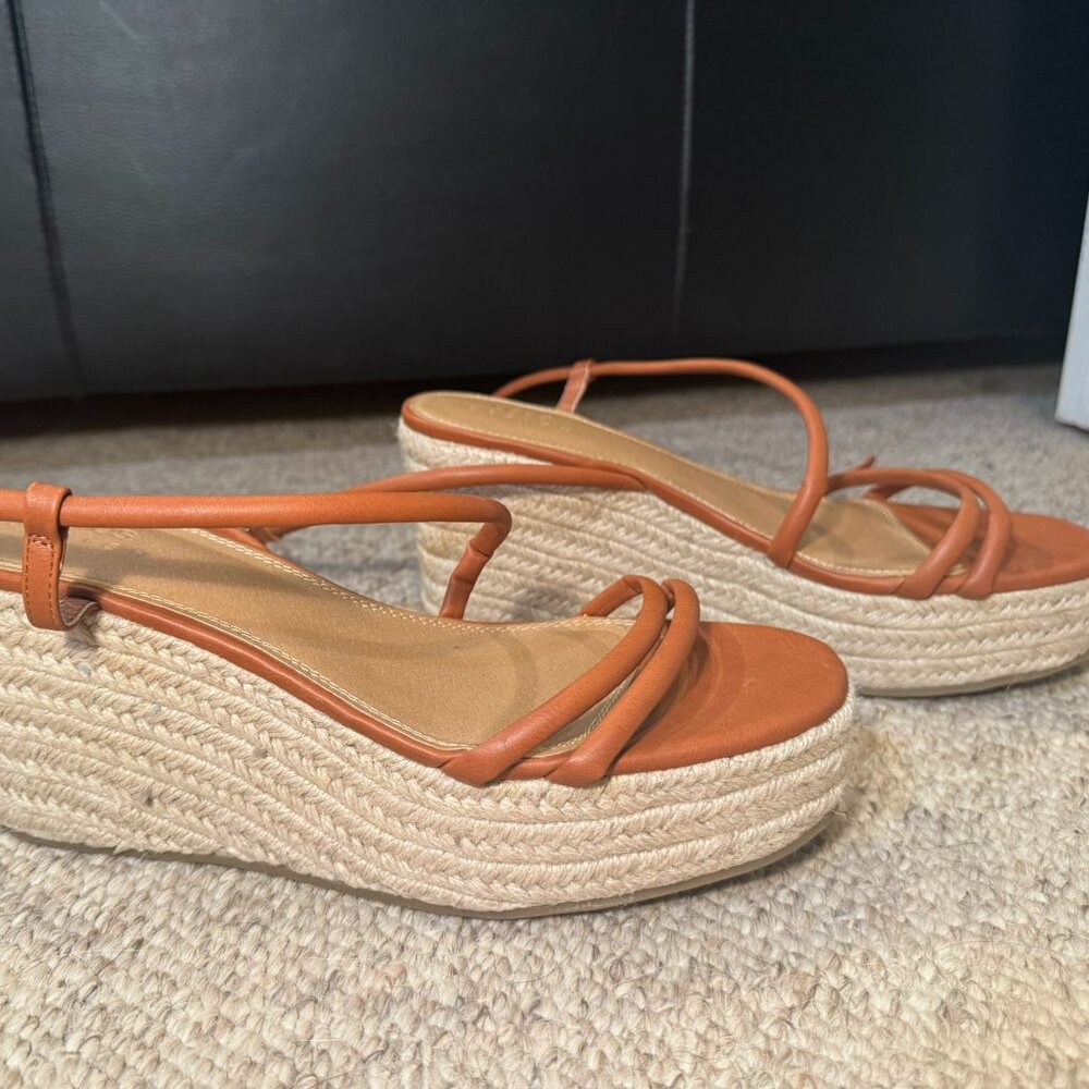 ASOS Design | Brown Platform Wedge Strappy Sandal -  size 10W